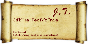 Jóna Teofánia névjegykártya